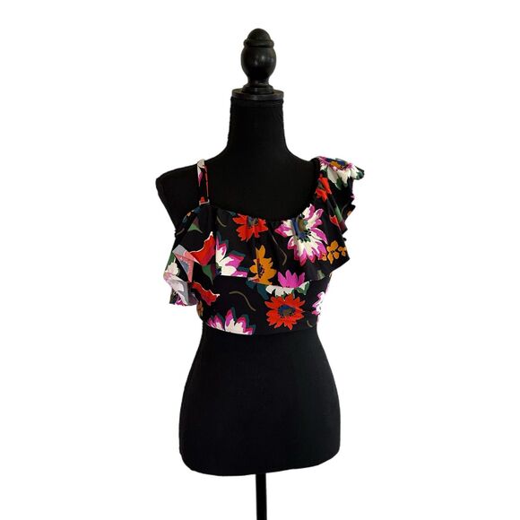 Sea Angel Floral Ruffle One-shoulder Swim Top, XL, Pre-owned - Picture 1 of 5